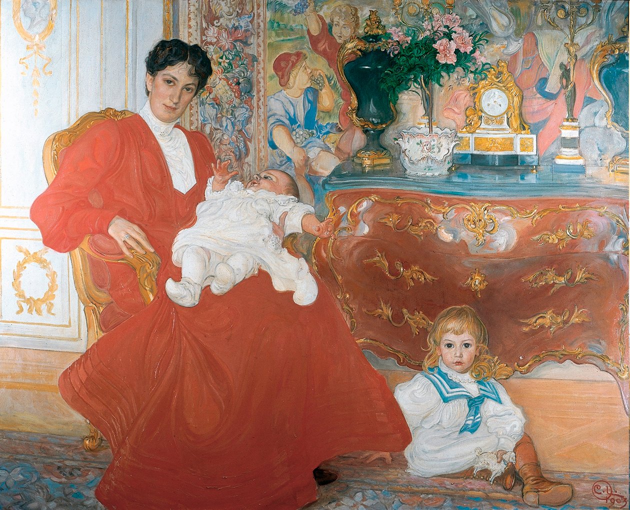 Mrs Dora Lamm and Her Two Eldest Sons av Carl Larsson