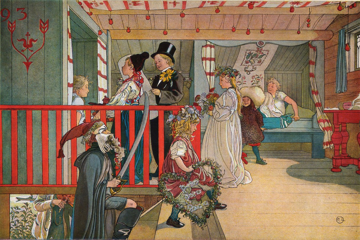 Nameday at the storage house av Carl Larsson