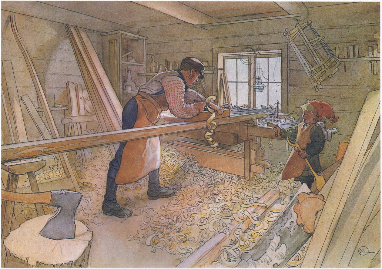 Farbror Johan i gårdens verkstad av Carl Larsson