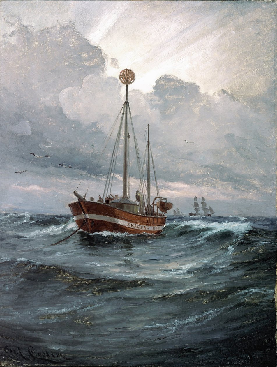Fyrskeppet vid Skagen Reef av Carl Ludvig Locher