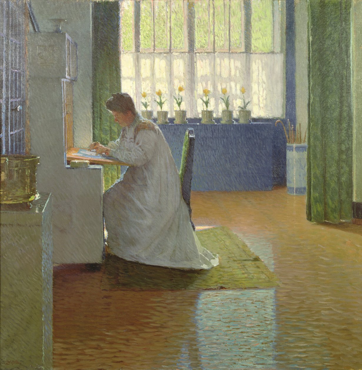 Konstnärens hustru vid sitt skrivbord av Carl Moll