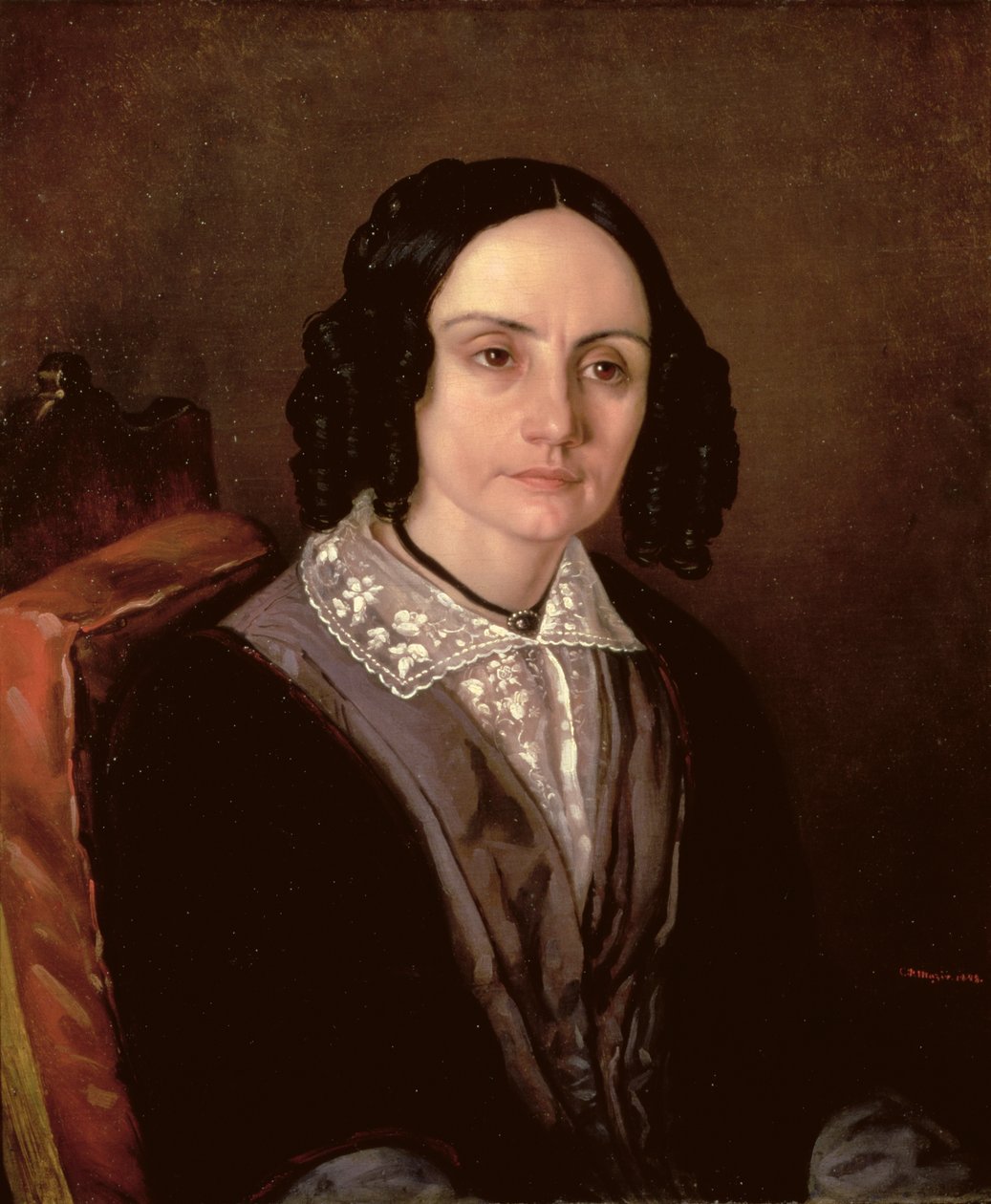 Porträtt av grevinnan Maria Volkonskaja (1805-63) 1848 av Carl Peter Mazer
