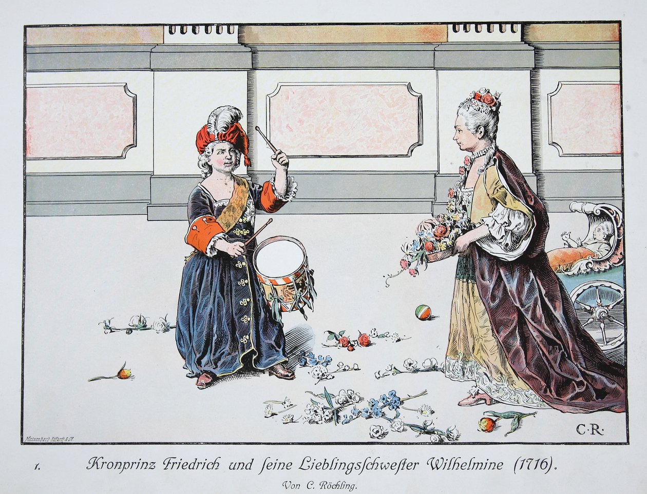 Kronprins Fredrik och hans favoritsyster, Wilhelmine, 1716 av Carl Röchling