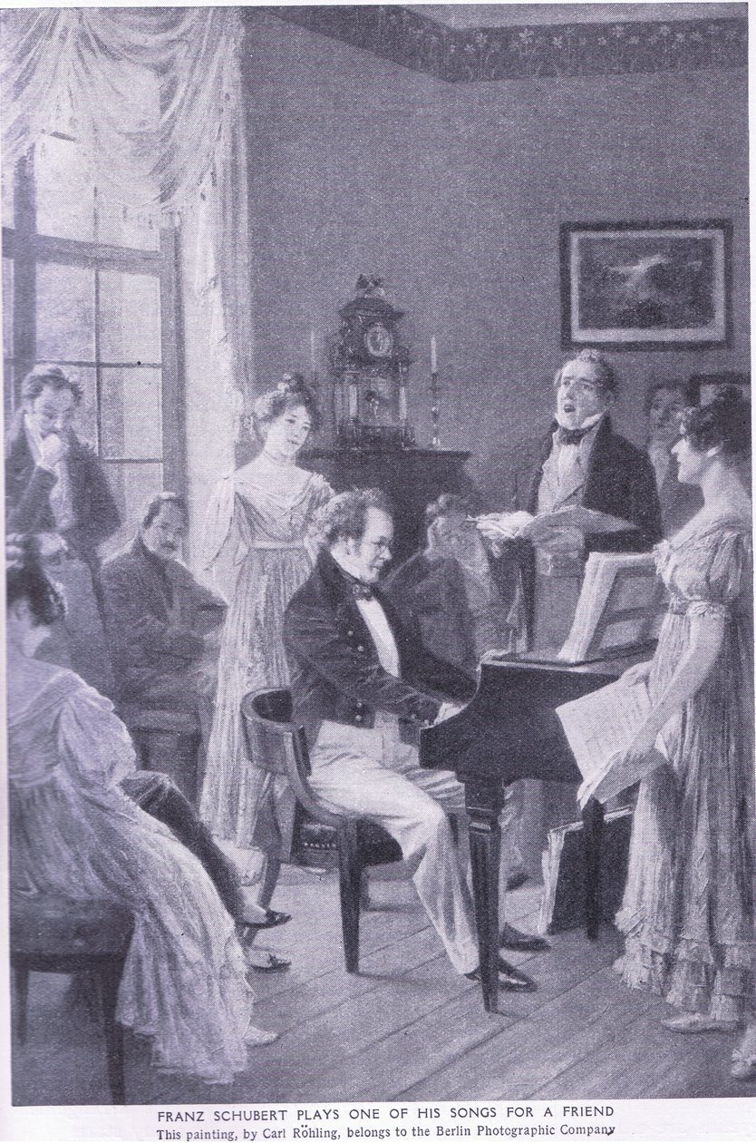Schubert spelar en sång för en vän av Carl Rohling