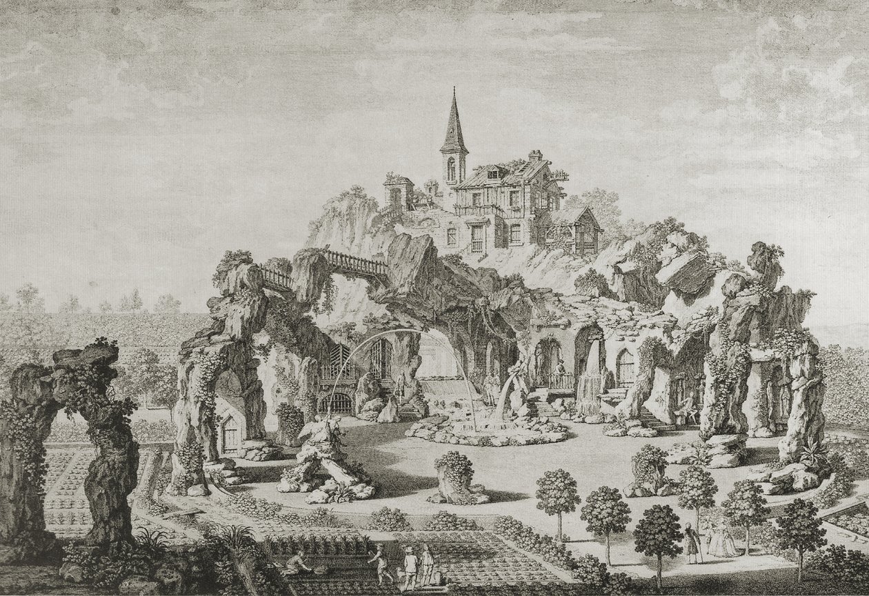  Der Grottenberg im Garten des Grafen Fries in VoslaunEnglish: The grotto mountain in the garden of Count Fries in Voslaun av Carl Schütz
