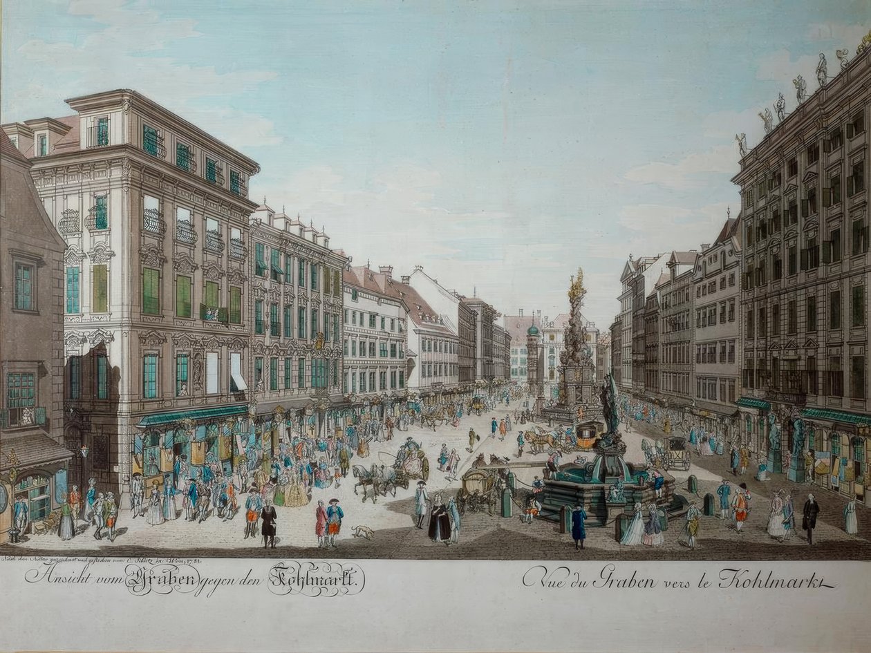 Utsikt från Graben mot Kohlmarkt av Carl Schütz