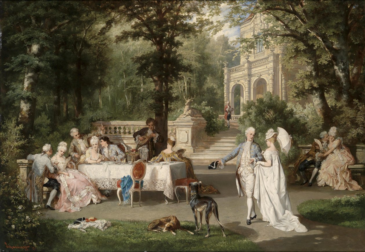 Galante Gesellschaft im Schloßpark av Carl Schweninger jr.
