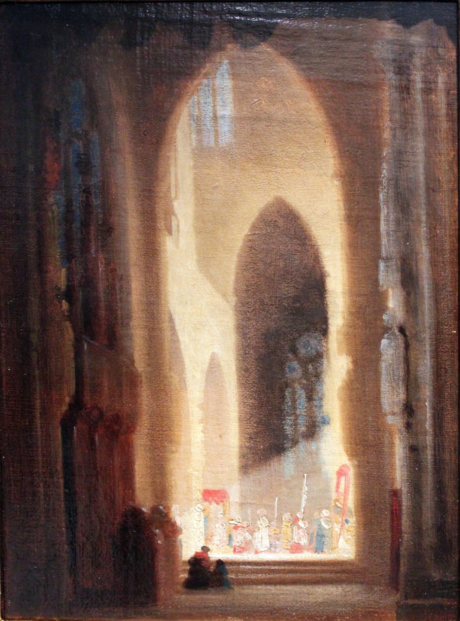 Kyrkans interiör med procession av Carl Spitzweg