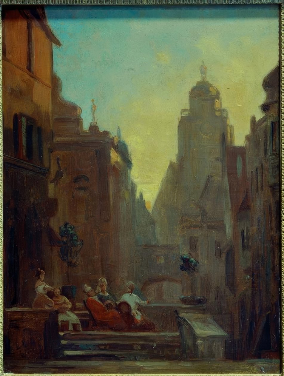 Chit-chat från Stork Apoteket av Carl Spitzweg