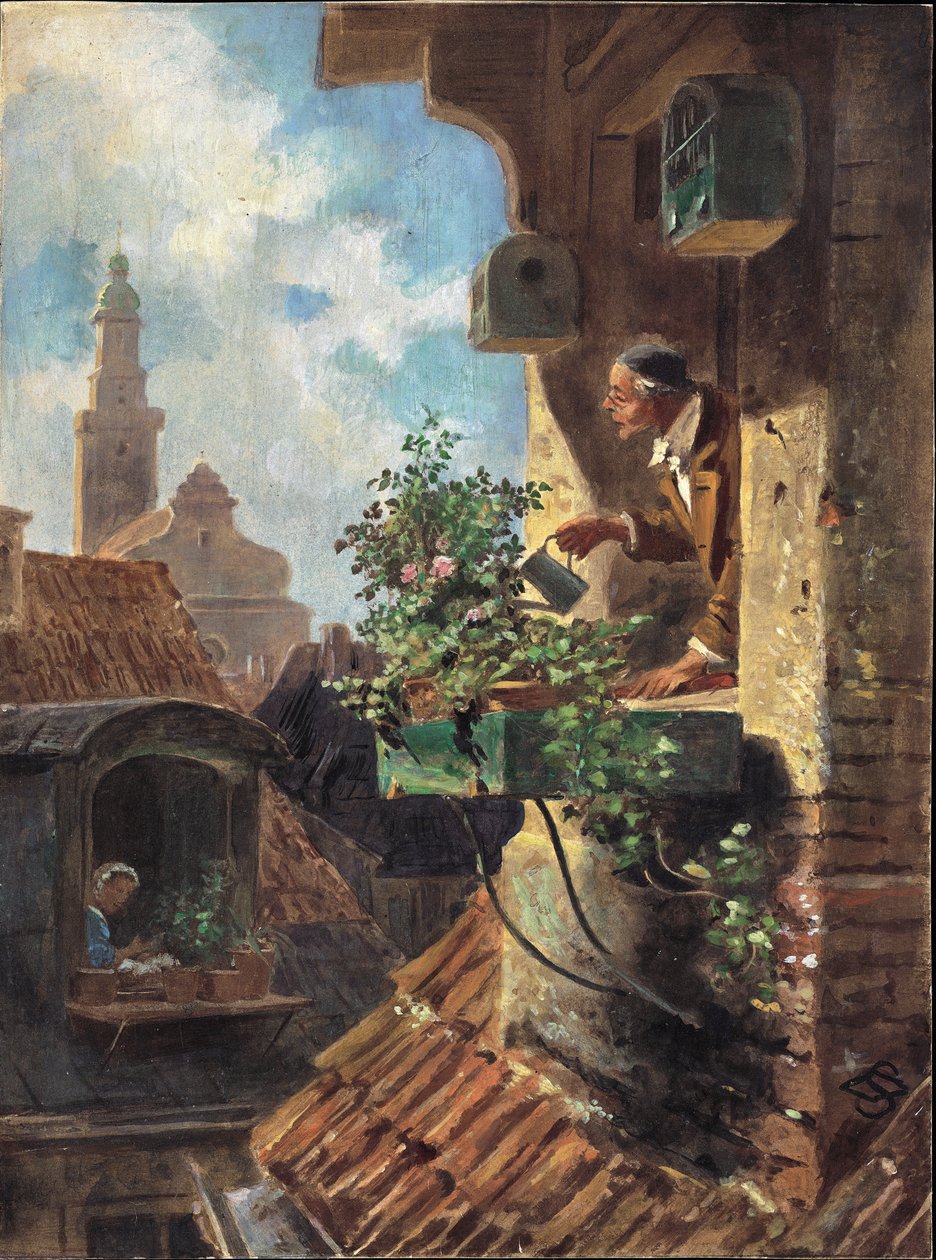 The Attic Room, 1862 (olja på kort) av Carl Spitzweg