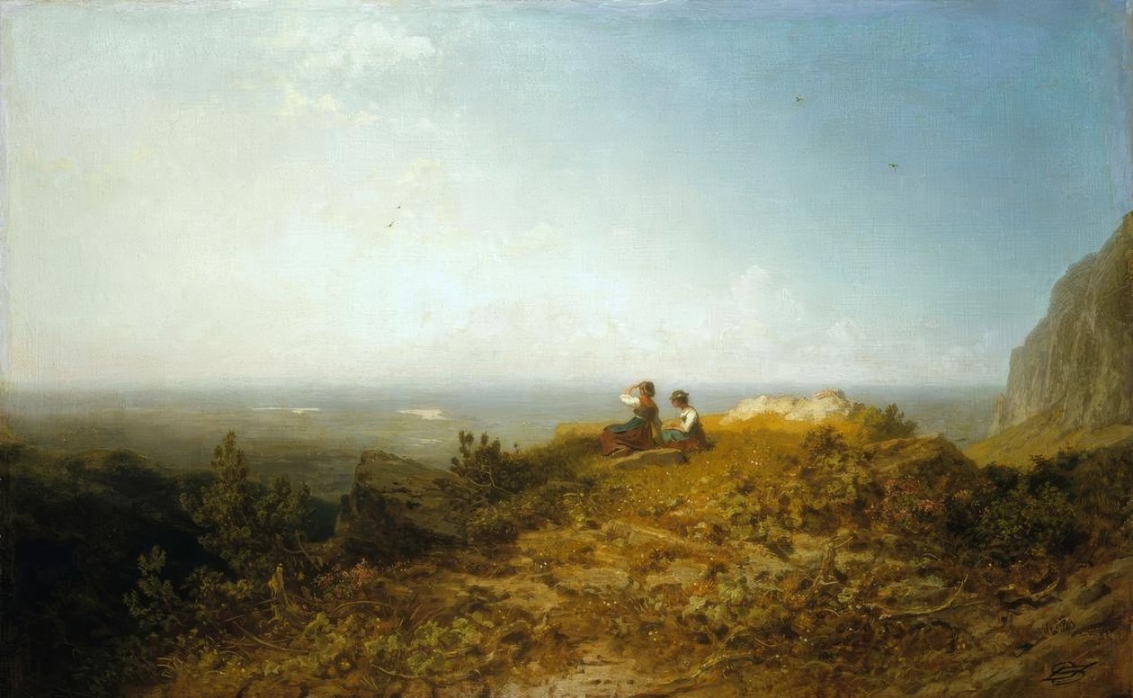 Två flickor på fäboden av Carl Spitzweg