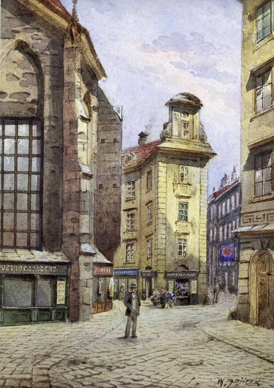  Blick in die Kurrentgasse in Wien av Carl Wenzel Zajicek