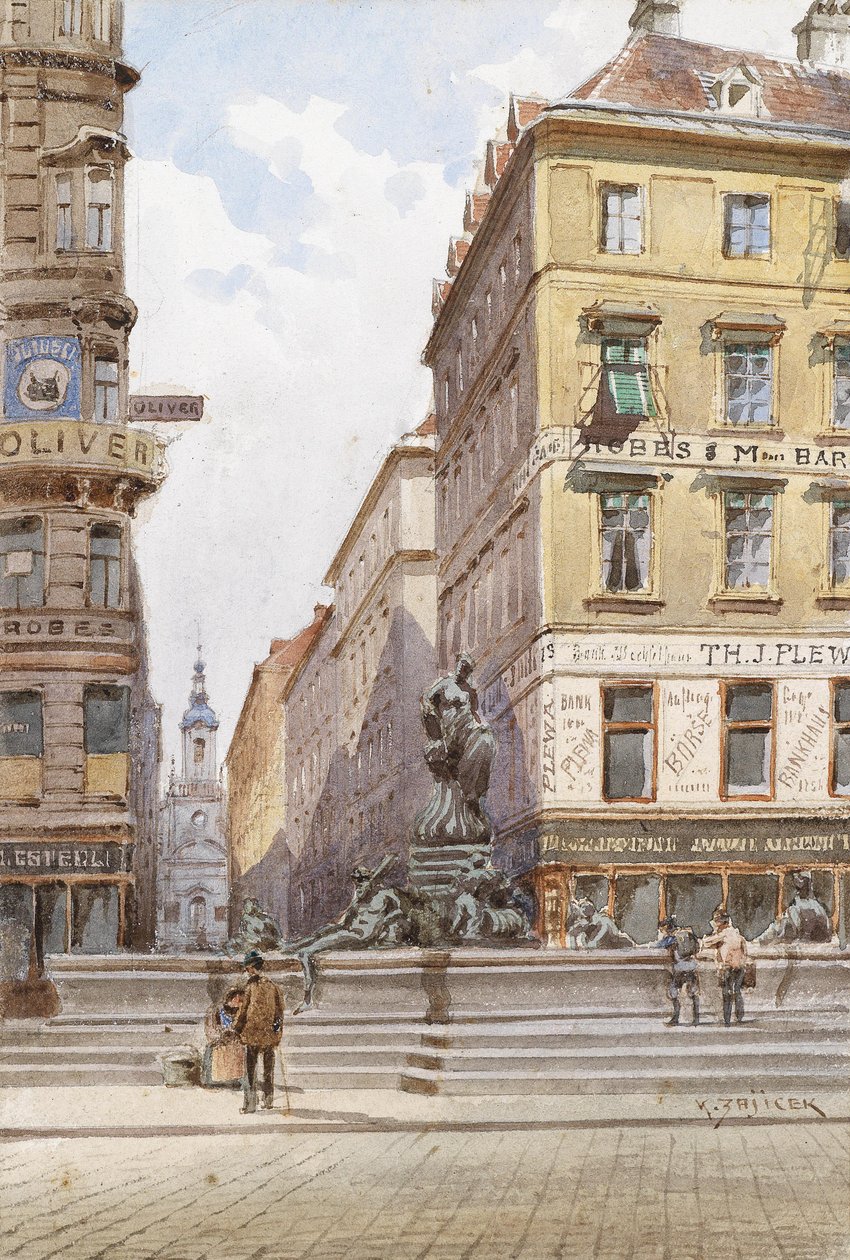  Wien, Der Donnerbrunnen am Neuen Markt av Carl Wenzel Zajicek