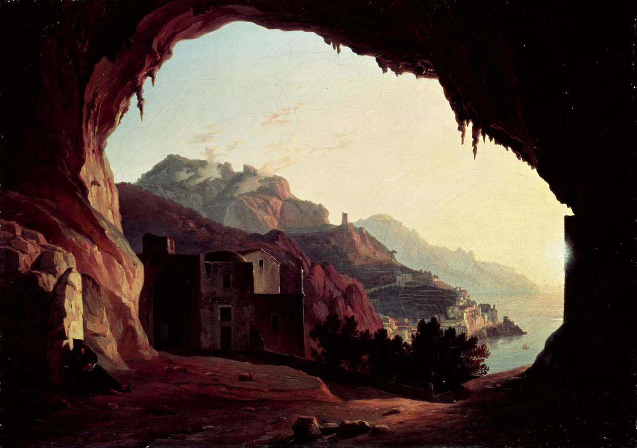 Grotta nära Amalfi, ca 1828 av Carl Wilhelm Goetzloff