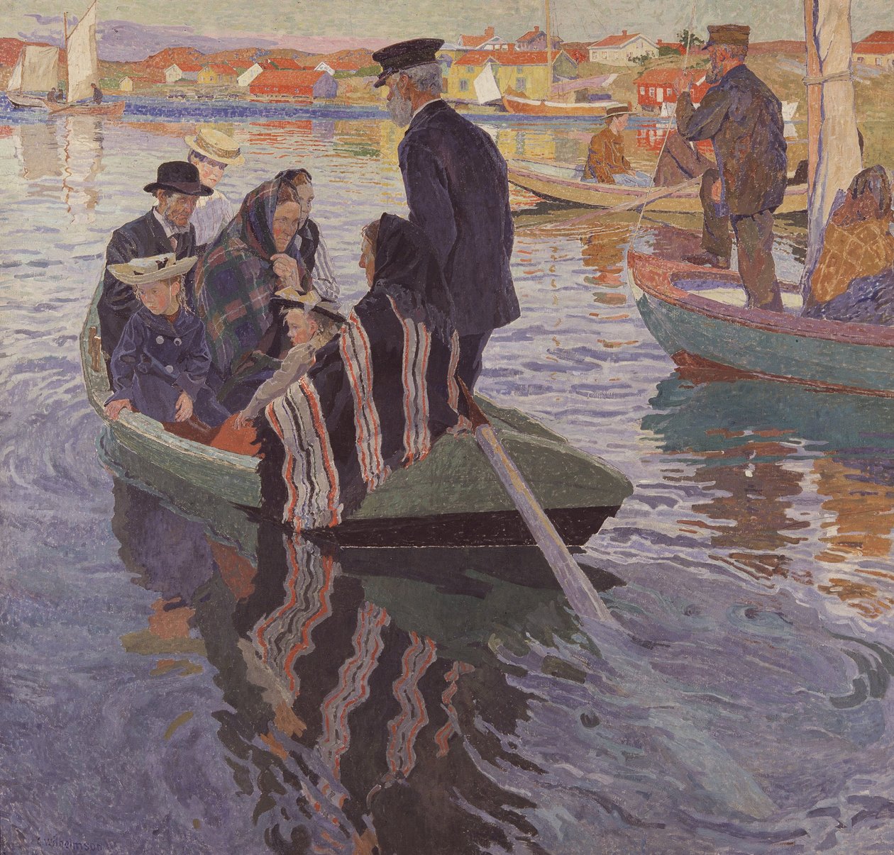 Kyrkobesökare i en båt av Carl Wilhelm Wilhelmson