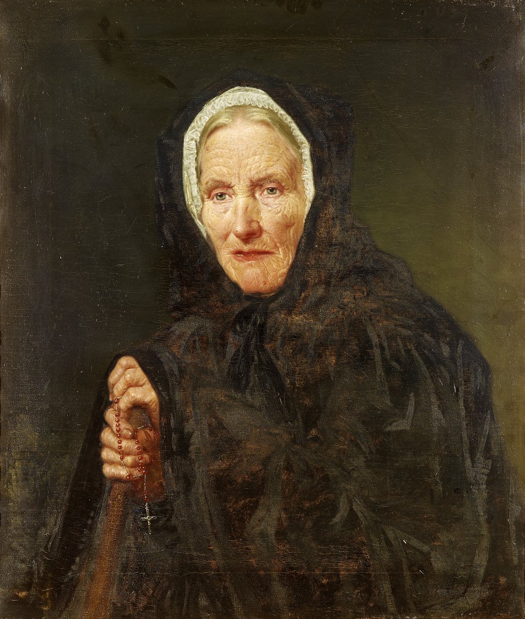 Gammal kvinna med en rosenkrans av Carl d´Unker