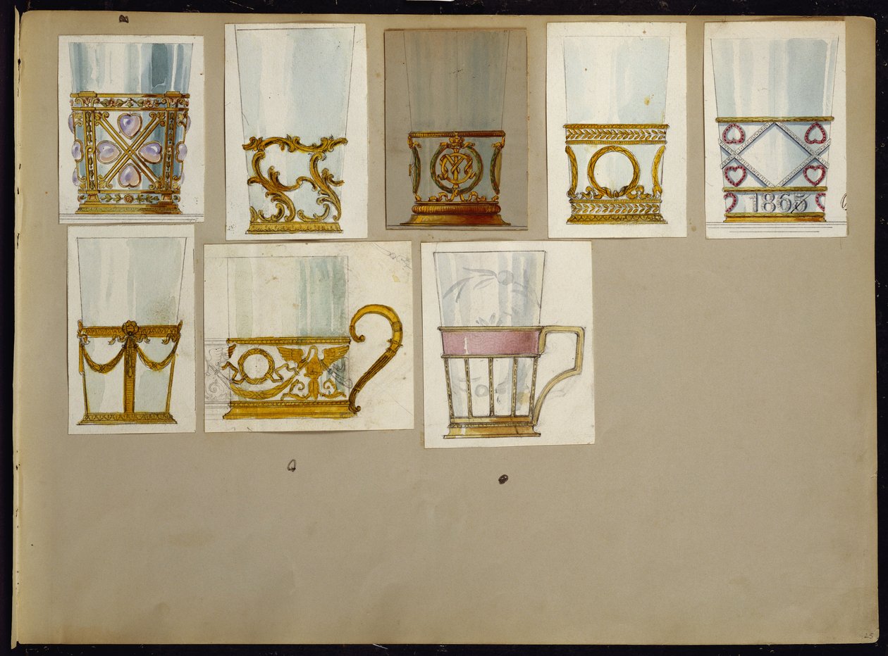 Urval av mönster, House of Carl Faberge (penna och akvarell på papper) av Carl Fabergé