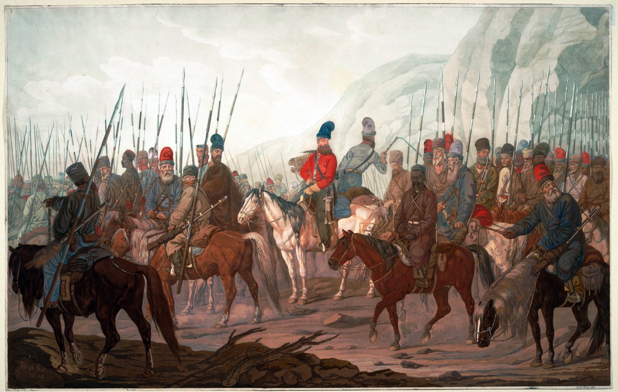 Uralkosackernas mars genom Böhmen av Carl Adolph Heinrich Hess