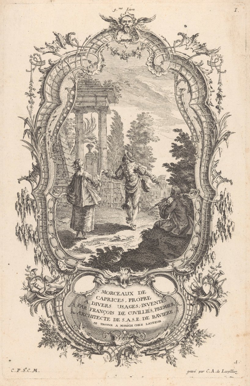 dansande par Figurer i landskap (serietitel) 9me Livre I Morceaux De Caprices, Propre A Divers Usages (serietitel på objekt) av Carl Albert von Lespilliez
