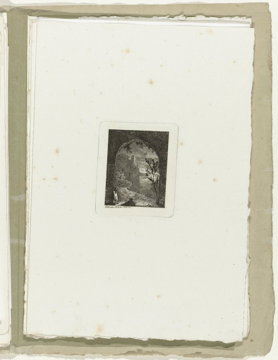 Man med lans i en passage Sexton landskap (serietitel) av Carl August Lebschee