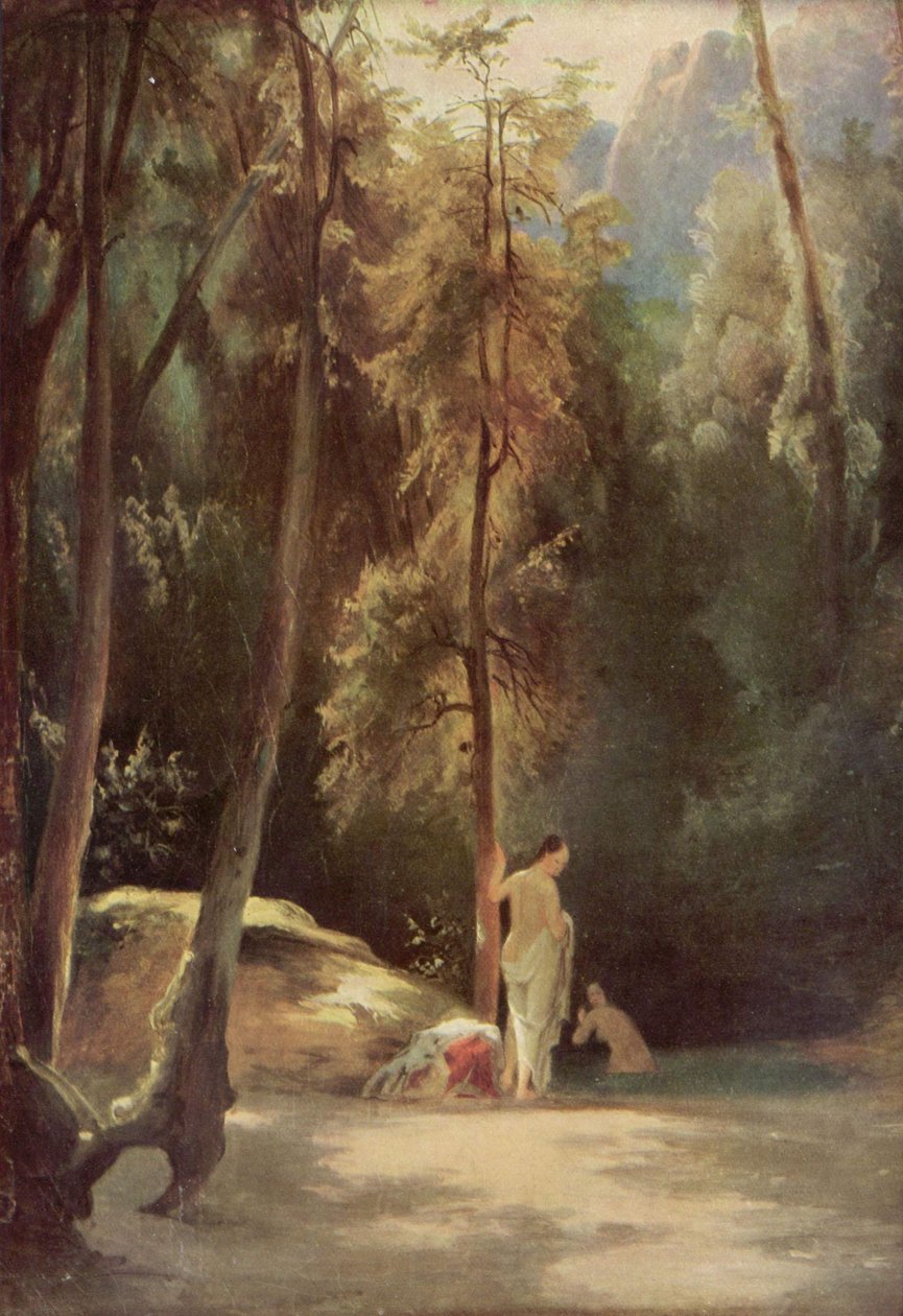 Badande i parken Terni (kvinnor som badar i skogen) av Carl Blechen