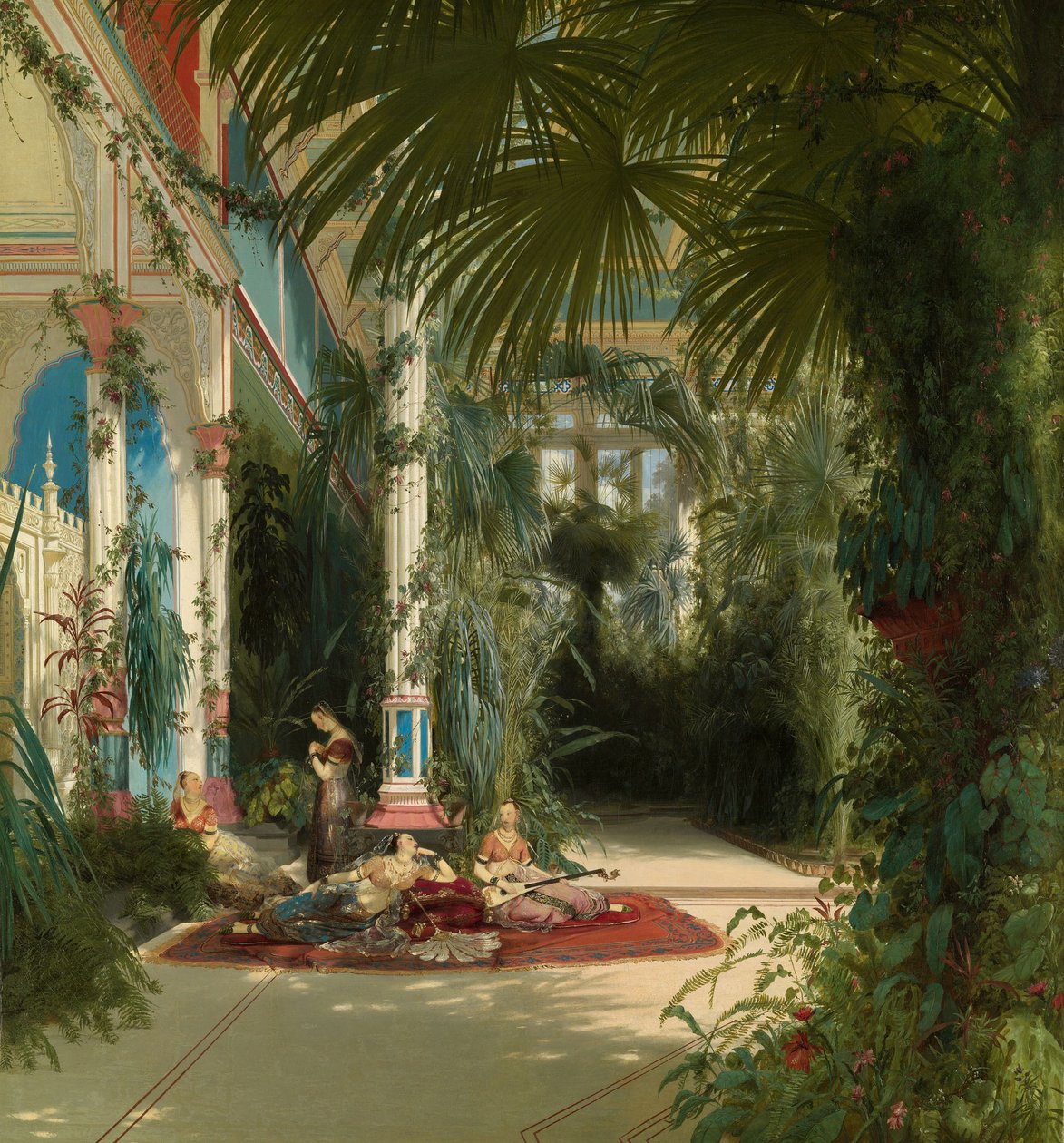 Tyska: Das Innere des Palmenhauses auf der Pfaueninsel bei Potsdam Interiören i palmhuset på Pfaueninsel nära Potsdam av Carl Blechen