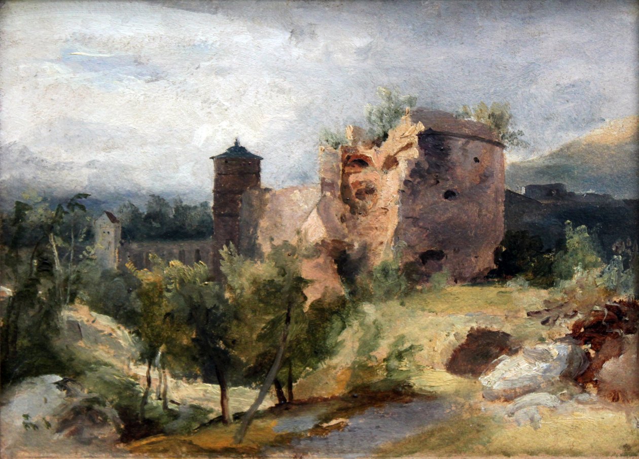 Tyska: Der zersprengte Turm des Heidelberger Schlosses Det krossade tornet på Heidelbergs slott av Carl Blechen