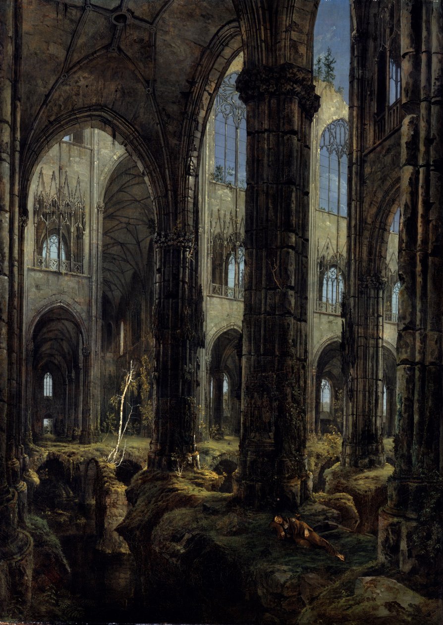 Gotiska kyrkans ruiner, 1826 av Carl Blechen
