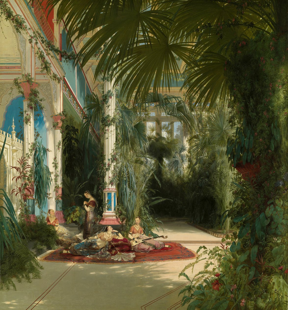 Interiören av Palm House på Pfaueninsel nära Potsdam av Carl Blechen