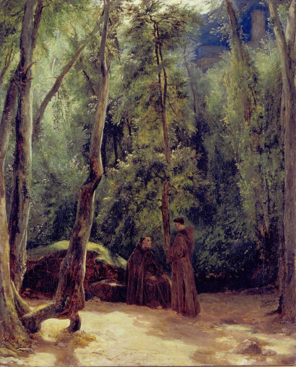 Två munkar i parken i Terni av Carl Blechen