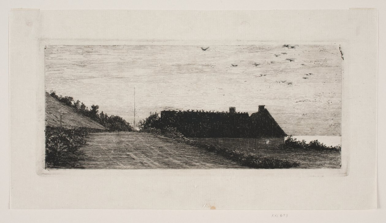 Hus vid stranden. Sommarnatt av Carl Bloch