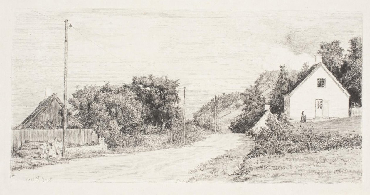 Landsvägen mellan husen av Carl Bloch