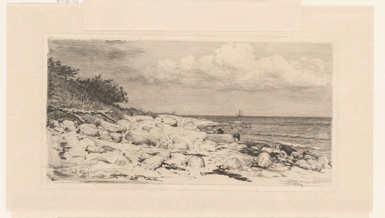 Strand med småsten, vid havet av Carl Bloch