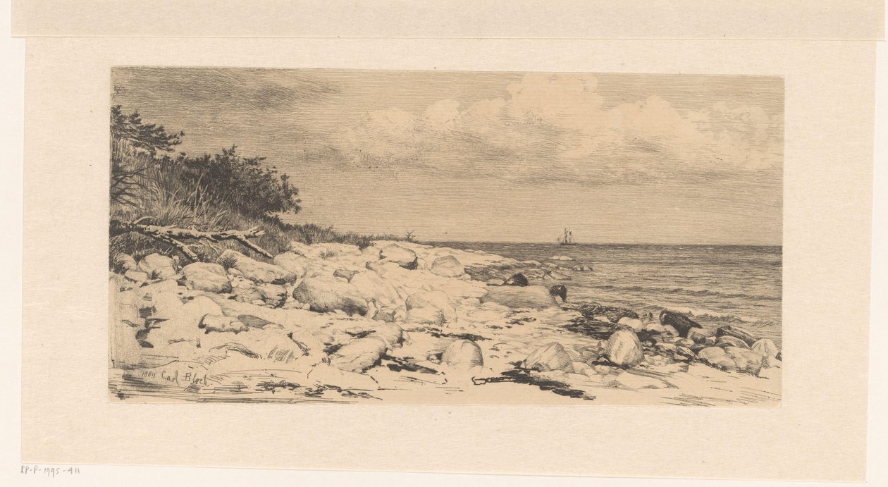 Strand med småsten, vid havet av Carl Bloch