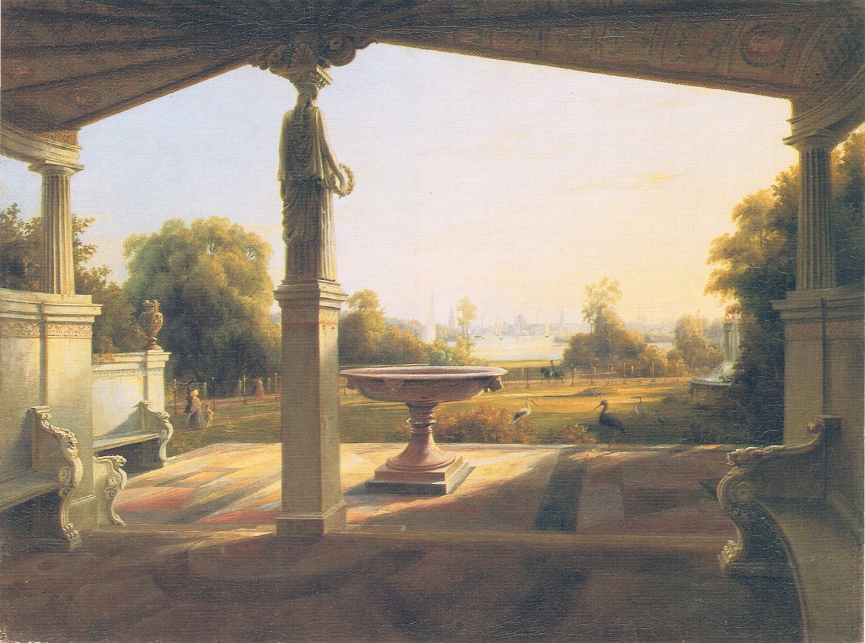 vy från prins Carls park från Glienicke till Potsdam av Carl Daniel Freydanck