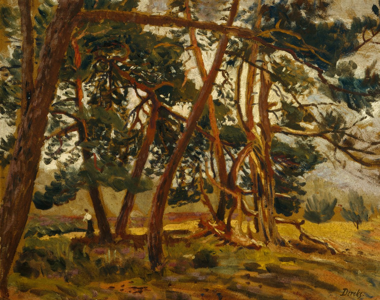 Kvinna i skogslandskap (målning) av Carl Edvard Diriks