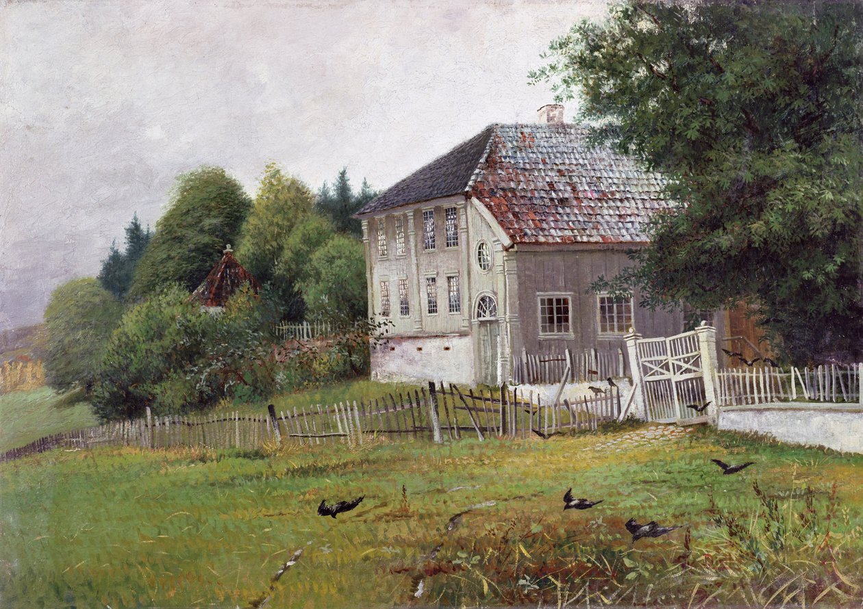 House of a notary, Drobak (olja på duk) av Carl Edvard Diriks