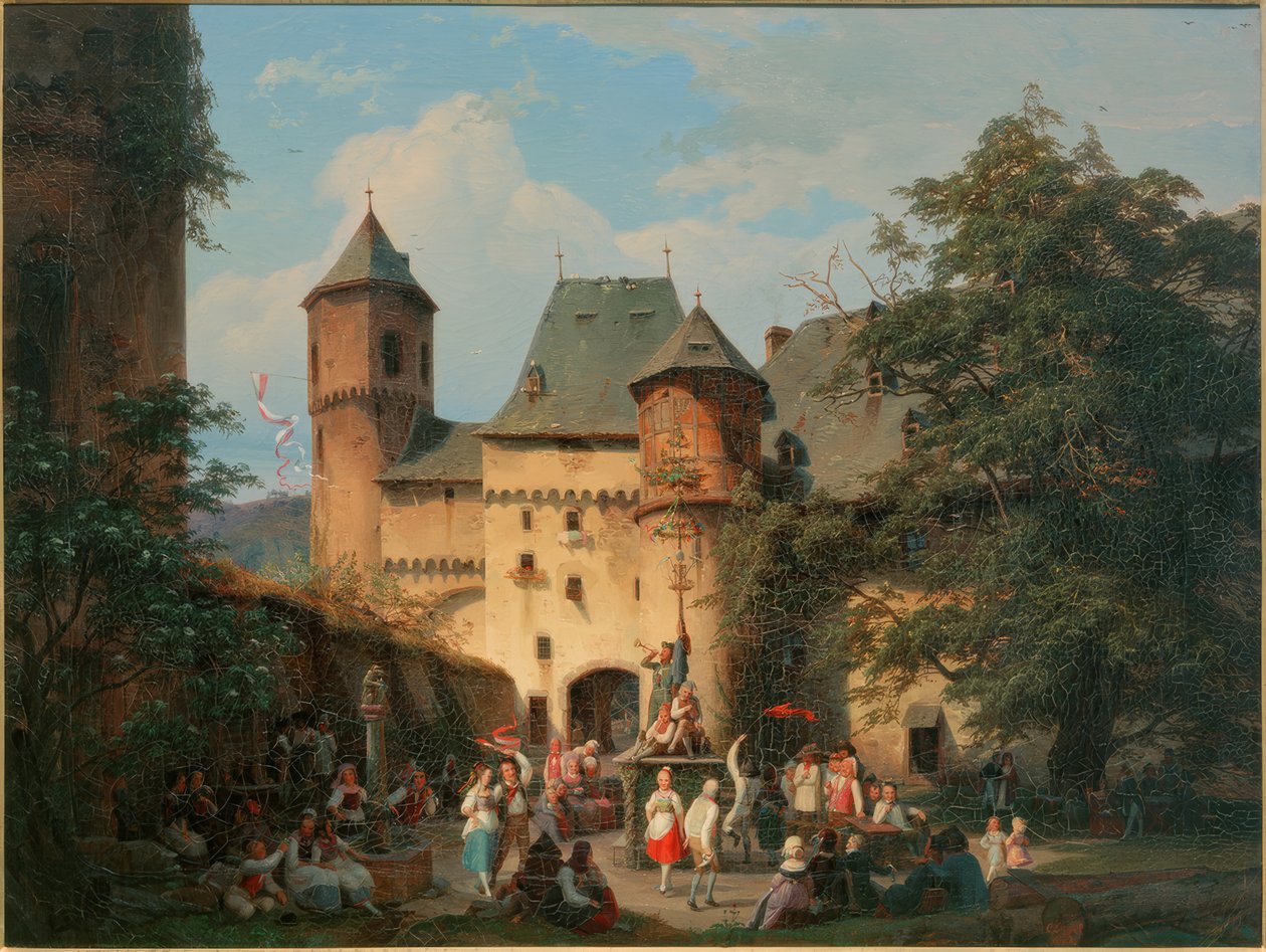 Festivalscen på förgården till ett slott av Carl Engel von Rabenau