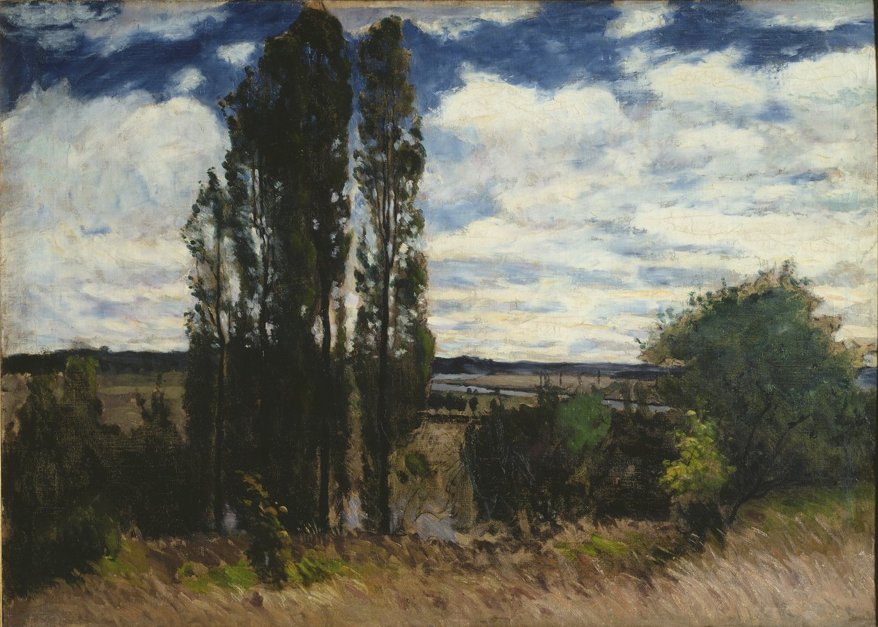 Seine, Landskap med poppel, 1877 av Carl Fredrik Hill