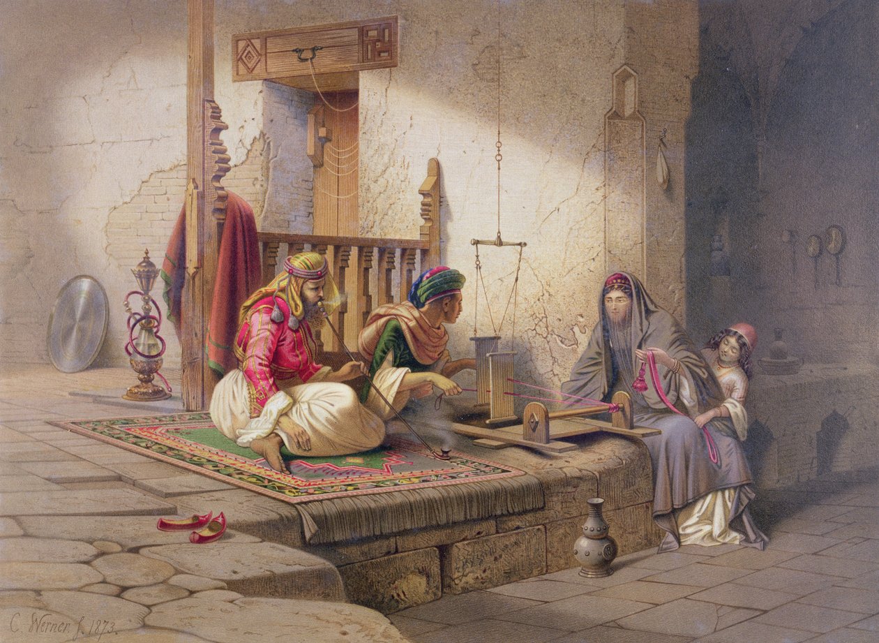 En vävare i Esna, en av 24 illustrationer producerade av G.W. Seitz, tryckt c.1873 av Carl Friedrich Heinrich Werner