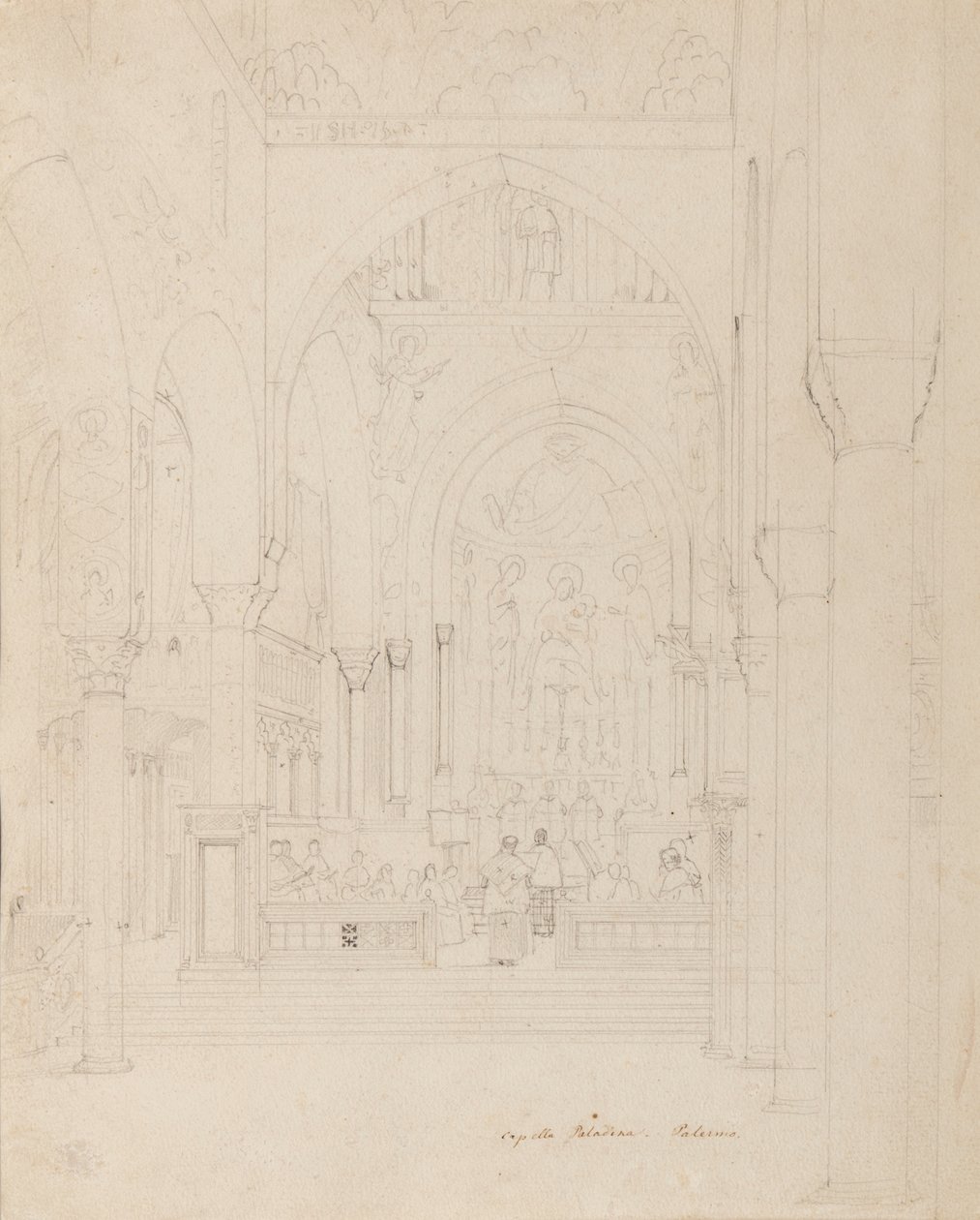 Sicilien: Palatinska kapellet, Palermo, ca 1850 av Carl Friedrich Heinrich Werner