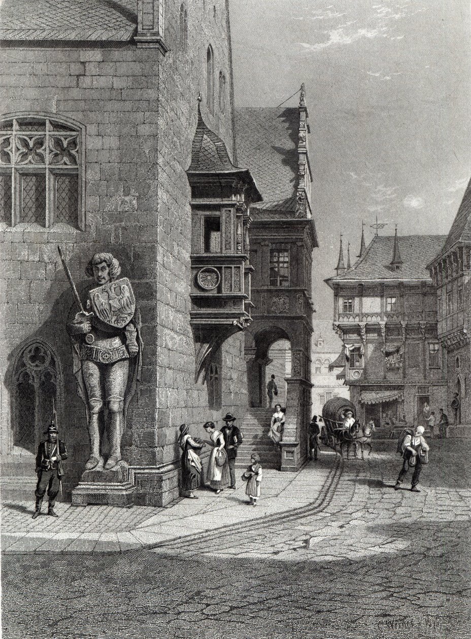 Rådhuset, Halberstadt, graverad av E. Joubert, tryckt av Cassell & Company Ltd (gravyr) av Carl Friedrich Heinrich Werner