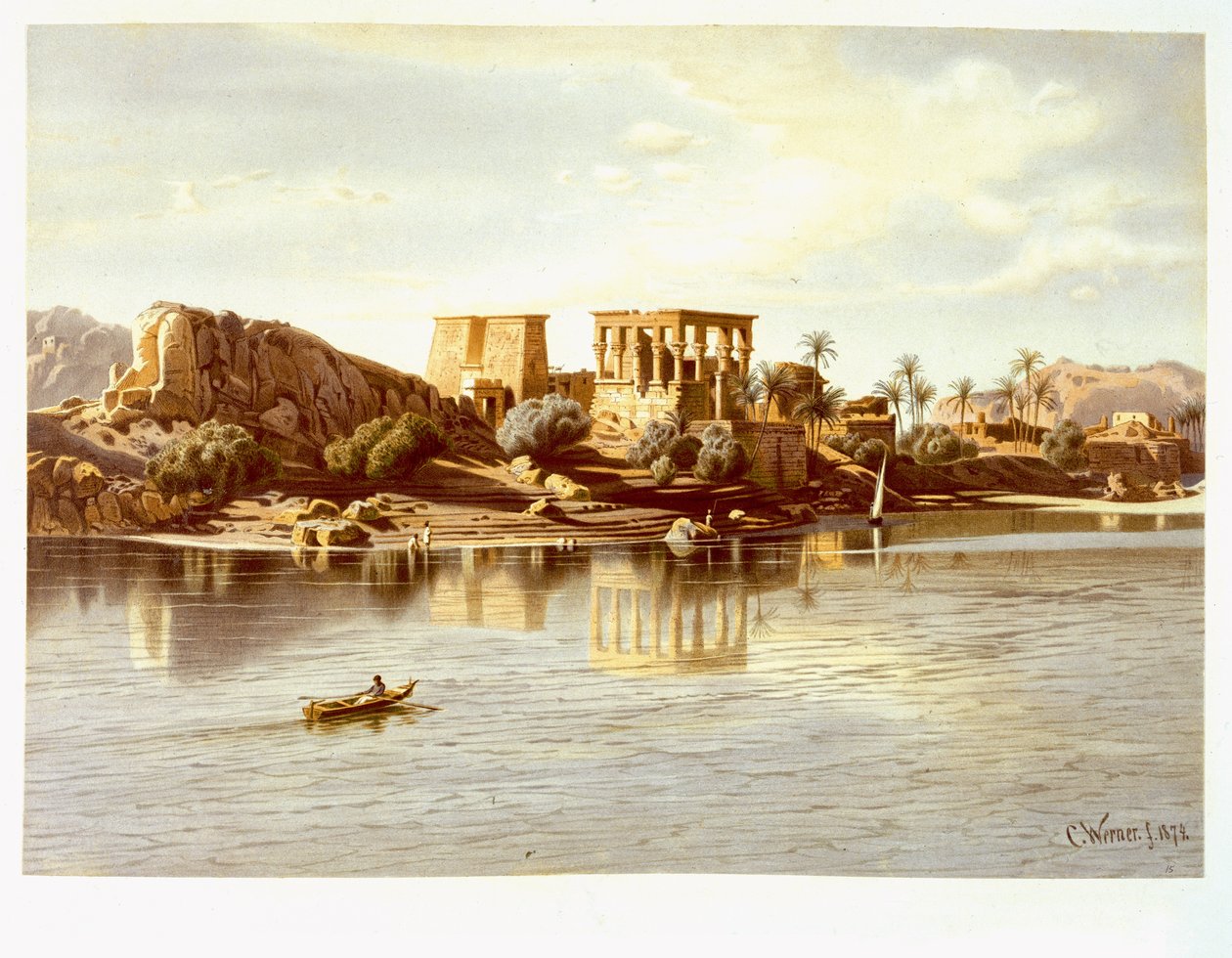 Utsikt över ön Philae, 1874 av Carl Friedrich Heinrich Werner