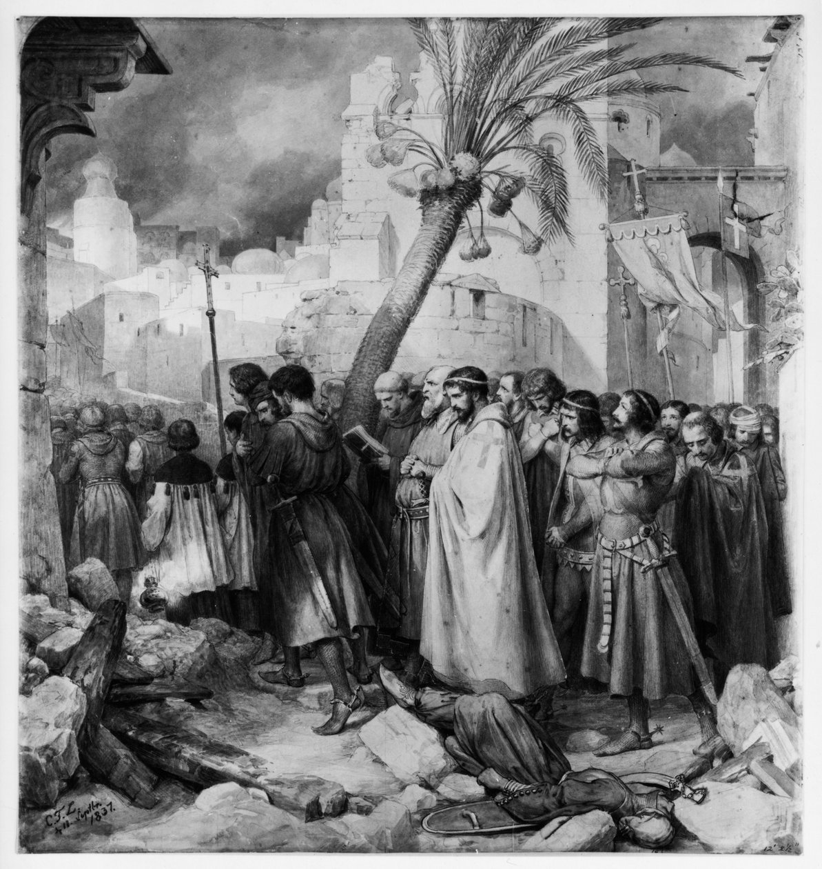 Korsfararnas procession i Jerusalem år 1099 av Carl Friedrich Lessing