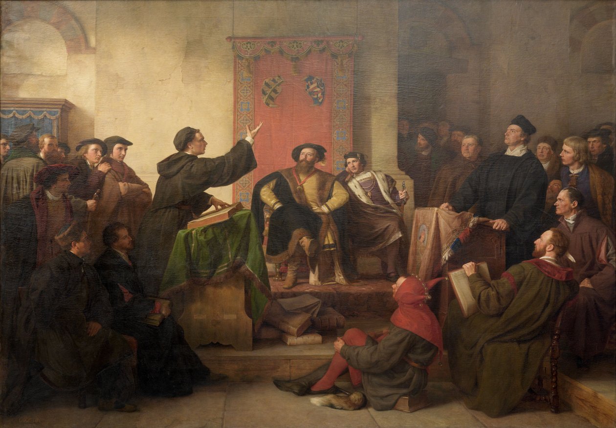 Disputation mellan Luther och Eck av Carl Friedrich Lessing