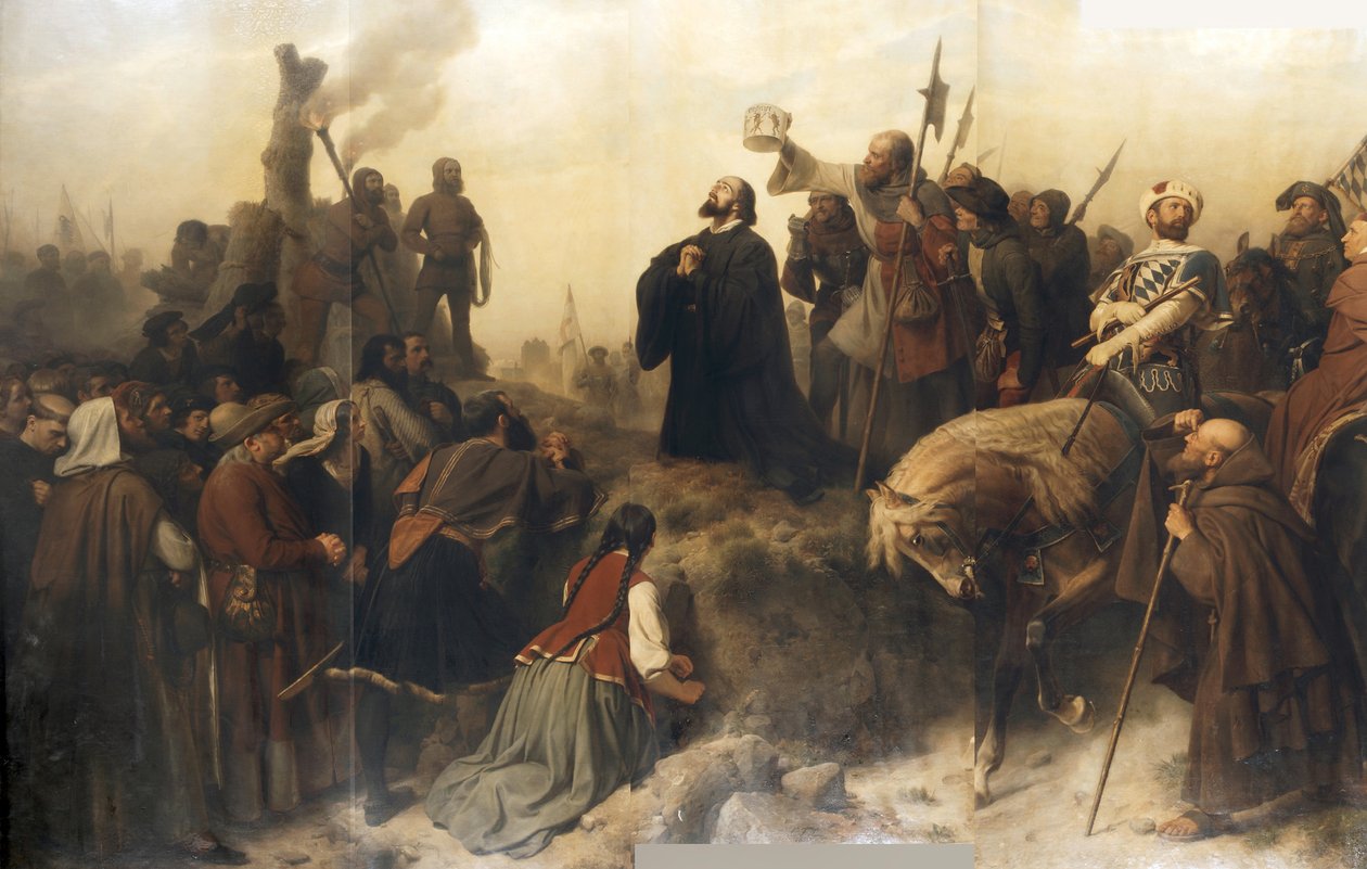 Hus framför bålet av Carl Friedrich Lessing