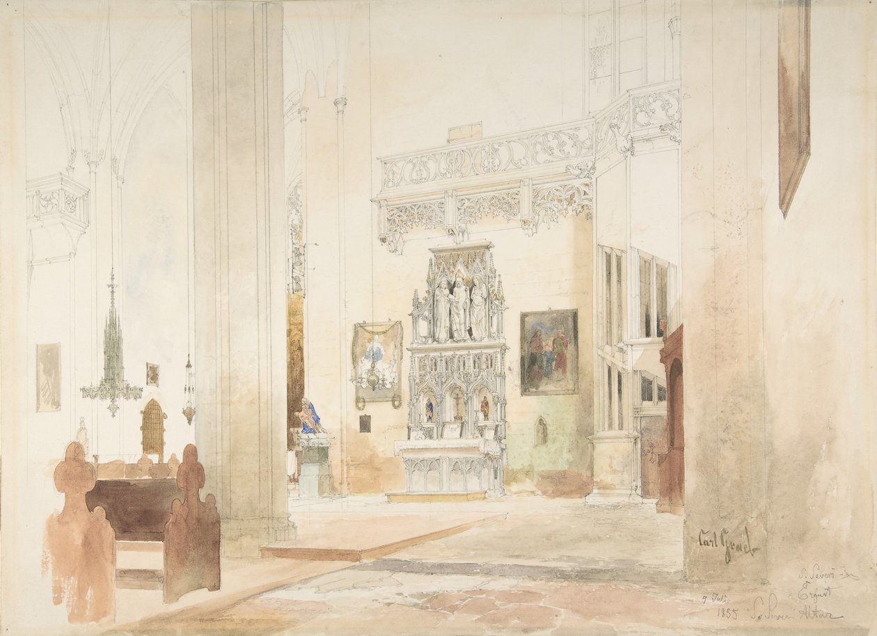 Interiör av Saint Severin-kyrkan i Erfurt, 1855. av Carl Georg Anton Graeb