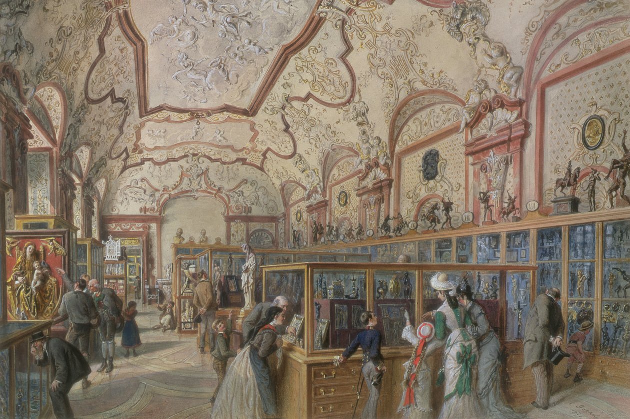 Marmorhallen i Ambraser Gallery i Lower Belvedere, Wien, 1876 av Carl Goebel