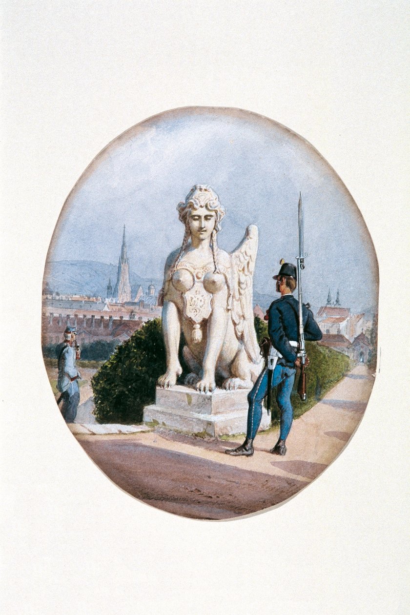 En infanterist i vaktvakt framför Upper Belvedere av Carl Goebel d. J.