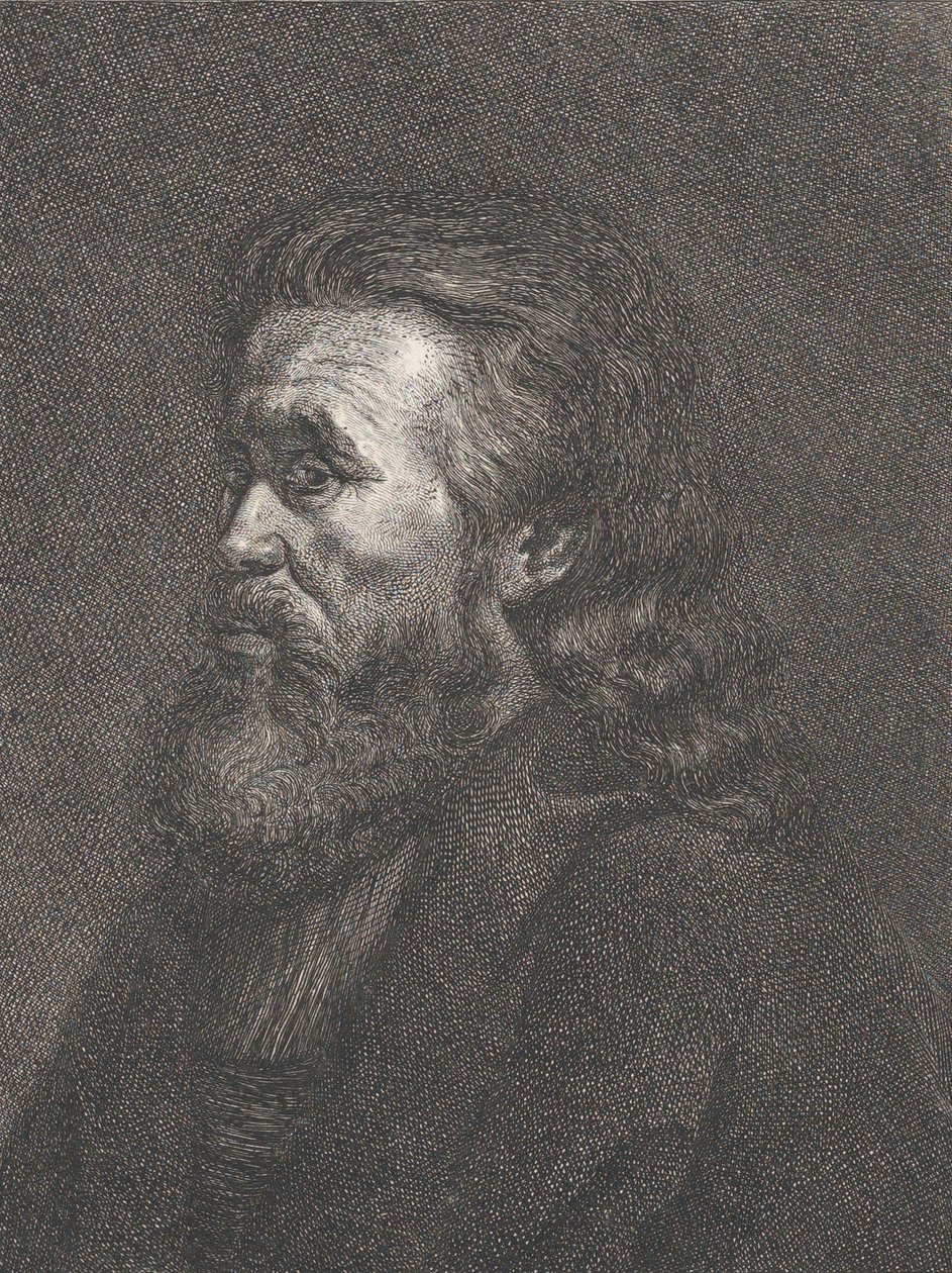 Porträtt av en gammal man med skägg, ca. 1767-1807. av Carl Gottlieb Rasp